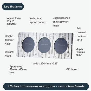 Triple Knife Fork Spoon Pewter Frame Triple Knife Fork Spoon Pewter Frame