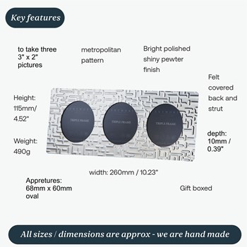 Triple Metropolitan Pewter Frame Triple Metropolitan Pewter Frame