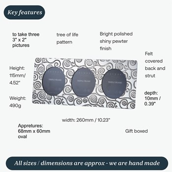 Tree Of Life Pewter Triple Frame