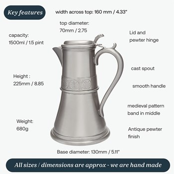 Medieval Antique Finish Pewter Flagon