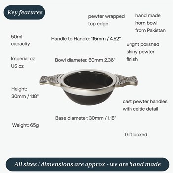 80mm Horn And Pewter Quaich