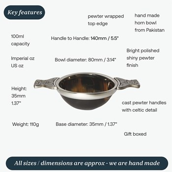 100mm Horn And Pewter Quaich