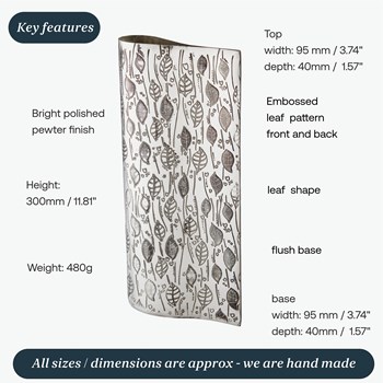 Large Leaf Pewter Vase Large Leaf Pewter Vase