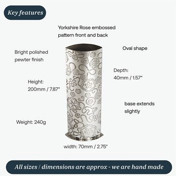Medium Yorkshire Rose Pewter Vase Medium Yorkshire Rose Pewter Vase