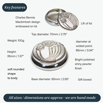 Pewter Charles Rennie Mackintosh Trinket Box