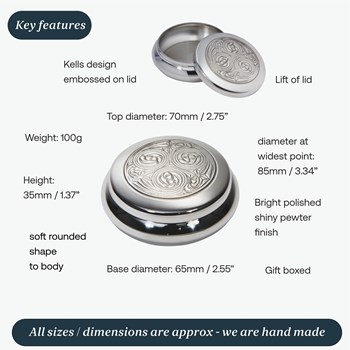 Kells Round Pewter Trinket Box Kells Round Pewter Trinket Box