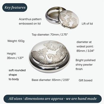 Acanthus Pattern Pewter Trinket Box Acanthus Pattern Pewter Trinket Box