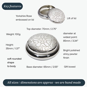 Yorkshire Rose Pewter Trinket Box