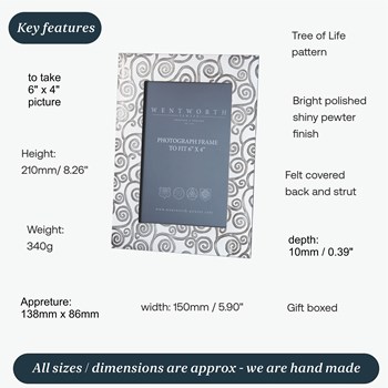 Tree Of Life 6"X4" Pewter Picture Frame Tree Of Life 6"X4" Pewter Picture Frame