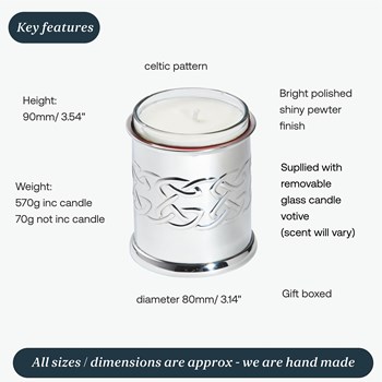 Pewter Embossed Celtic Candle Votive Pewter Embossed Celtic Candle Votive