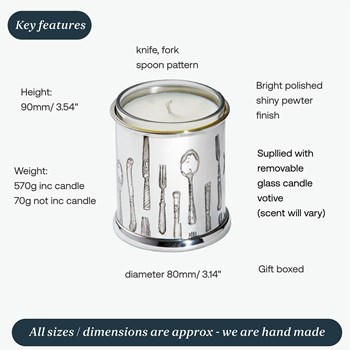 Knife Fork Spoon Pewter Candle Votive Knife Fork Spoon Pewter Candle Votive