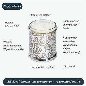 Tree Of Life Pewter Candle Votive