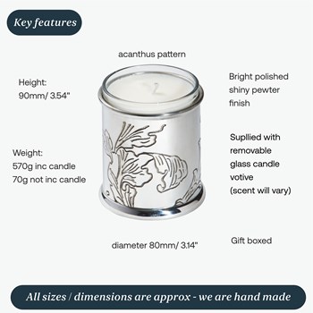 Acanthus Pattern Pewter Candle Votive Acanthus Pattern Pewter Candle Votive
