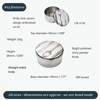 Small Knife Fork Spoon Pewter Trinket Box