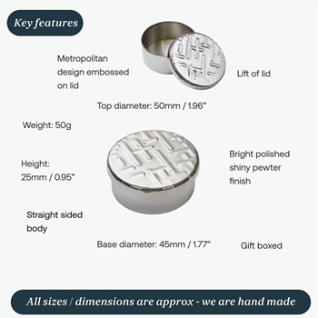 Small Metropolitan Pewter Trinket Box Small Metropolitan Pewter Trinket Box