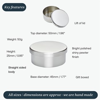 Plain Pewter Small Trinket Pill Box Plain Pewter Small Trinket Pill Box