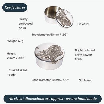 Small Paisley Pewter Trinket Box Small Paisley Pewter Trinket Box