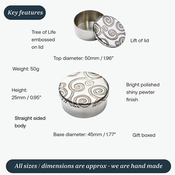 Small Tree Of Life Pewter Trinket Pill Box