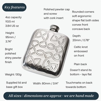 Celtic Knot 4oz Pewter Pocket Flask