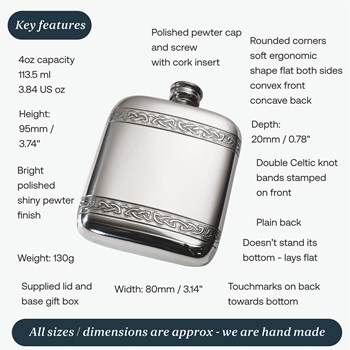 Celtic Bands Pewter Pocket Flask Celtic Bands Pewter Pocket Flask