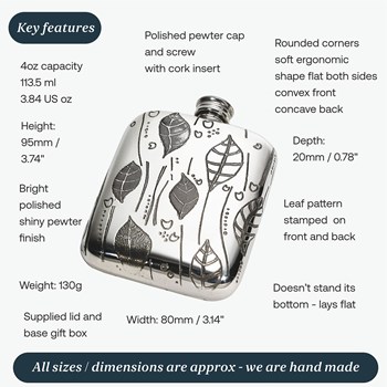 Leaf Pewter 4oz Pocket Flask