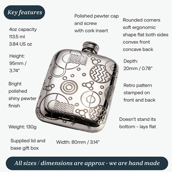 4oz Retro Pewter Pocket Flask 4oz Retro Pewter Pocket Flask