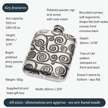 Tree Of Life 4oz Pewter Pocket Flask