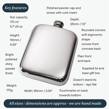 6oz Plain Pewter Pocket Flask