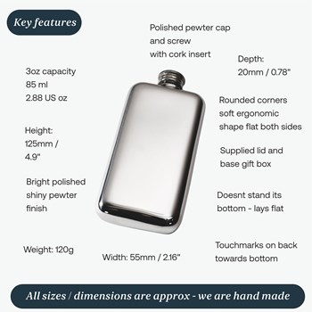3oz Plain Pewter Pocket Flask