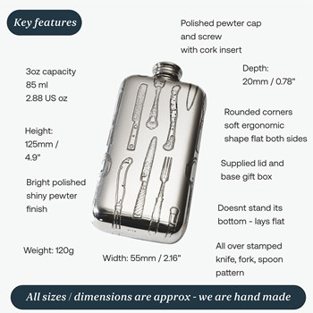 Small Knife Fork Spoon Pewter Pocket Flask