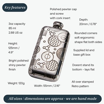 Small Retro Pewter Pocket Flask Small Retro Pewter Pocket Flask