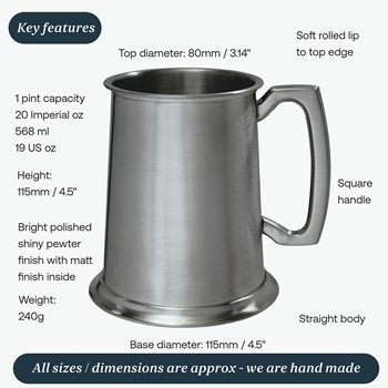 One Pint Antique Finish Pewter Tankard One Pint Antique Finish Pewter Tankard