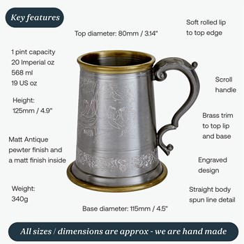 Brass Rim Stag Pewter Tankard | Brass Rim STAG Pewter Tankar