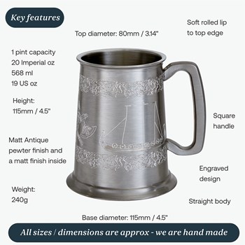 One Pint Viking Ship Design Tankard | Viking Ship Design Tank