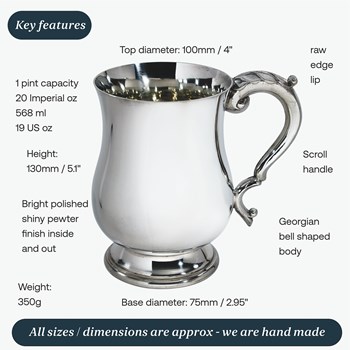 Georgian Pewter One Pint Tankard