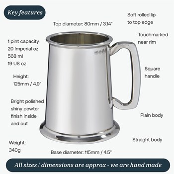 Plain One Pint Heavy Pewter Tankard Plain One Pint Heavy Pewter Tankard
