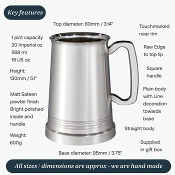 Hereford X Range Heavy Satin One Pint Pewter Tankard Hereford X Range Heavy Satin One Pint Pewter Tankard