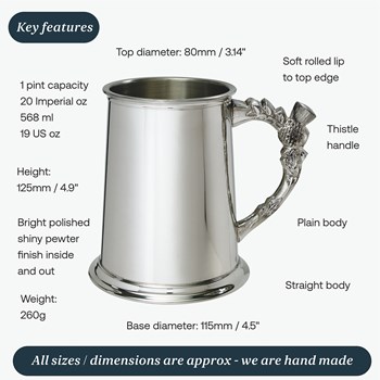 Thistle Handle One Pint Pewter Tankard