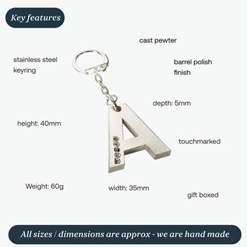 Initial A Touchmarked Pewter Keyring