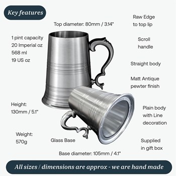 Glass Base Regency X Range Pewter Tankard Glass Base Regency X Range Pewter Tankard