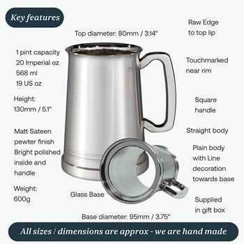 Hereford X Range Satin Glass Base One Pint Pewter Tankard Hereford X Range Satin Glass Base One Pint Pewter Tankard