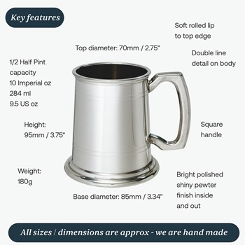Half Pint Double Lined Pewter Tankard Half Pint Double Lined Pewter Tankard