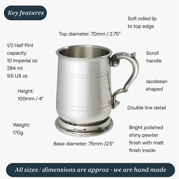 Half Pint Jacobean Pewter Tankard Half Pint Jacobean Pewter Tankard