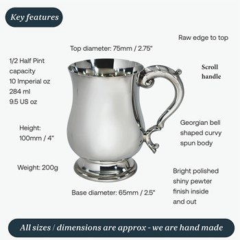 Half Pint Georgian Pewter Tankard Half Pint Georgian Pewter Tankard