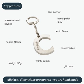 Initial C Touchmarked Pewter Keyring