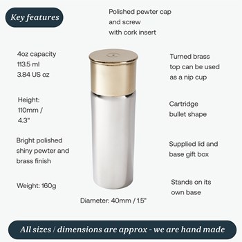 Pewter And Brass 4oz Cartridge Flask