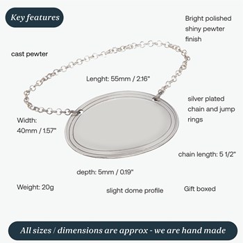 Cast Pewter Plain Oval Decanter Label Cast Pewter Plain Oval Decanter Label