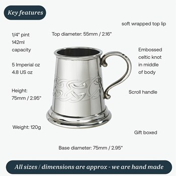 Embossed Celtic Band Baby Quarter Pint Pewter Mug Embossed Celtic Band Baby Quarter Pint Pewter Mug