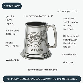 Quarter Pint Welsh Dragon Pewter Babymug