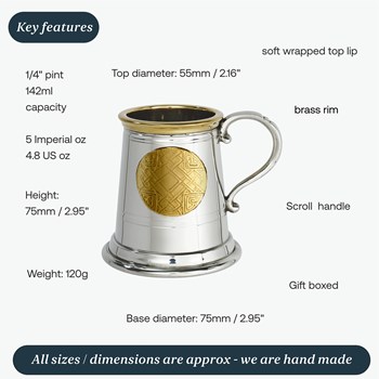 Quarter Pint Celtic Gold Pewter And Brass Baby Mug